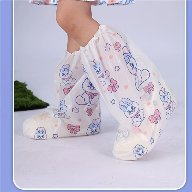 Image of Cartoon Pattern Shoe Covers, Long Length Outdoor Thickened Printed Shoe Covers, Portable Waterproof Shoe Covers