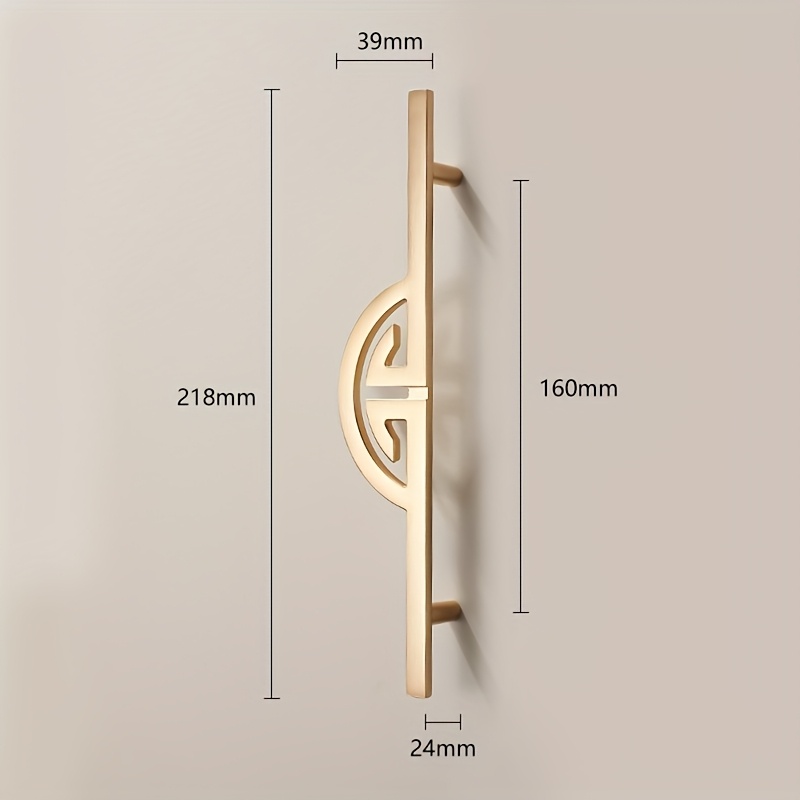 TEMU New Chinese Style Wardrobe Door Handle Golden Cabinet Door Handle Drawer Shoe Cabinet Handle Lengthened Handle Furniture Hardware Single