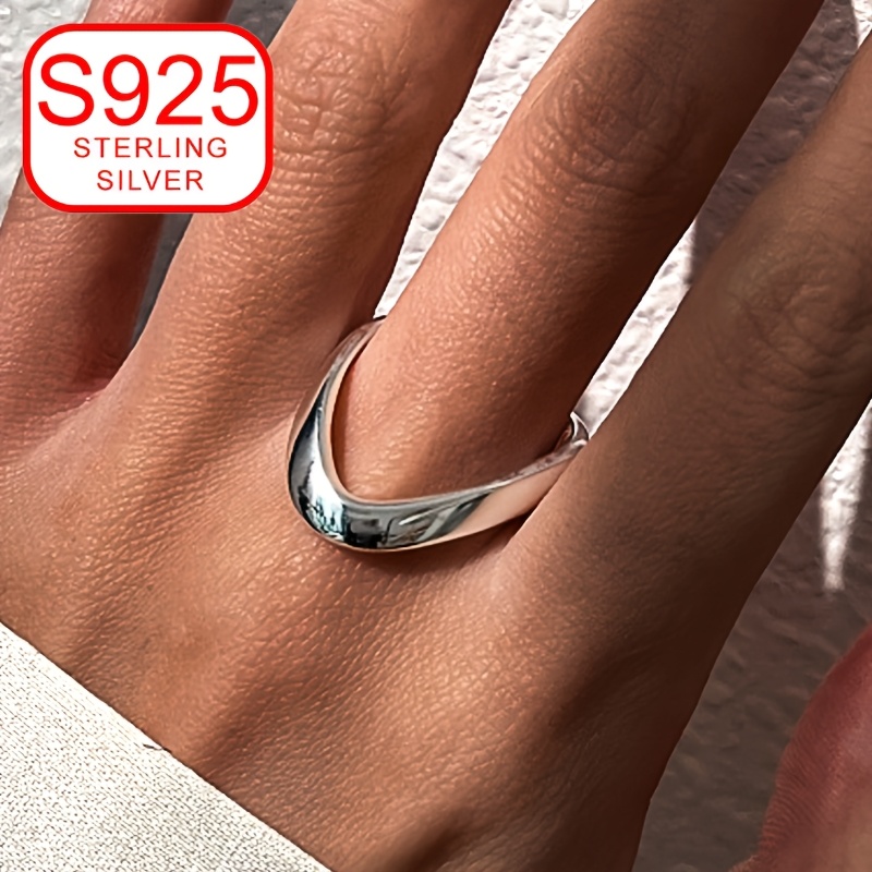 925 Sterling Silver V Shape Band Ring - Versatile Daily Wear