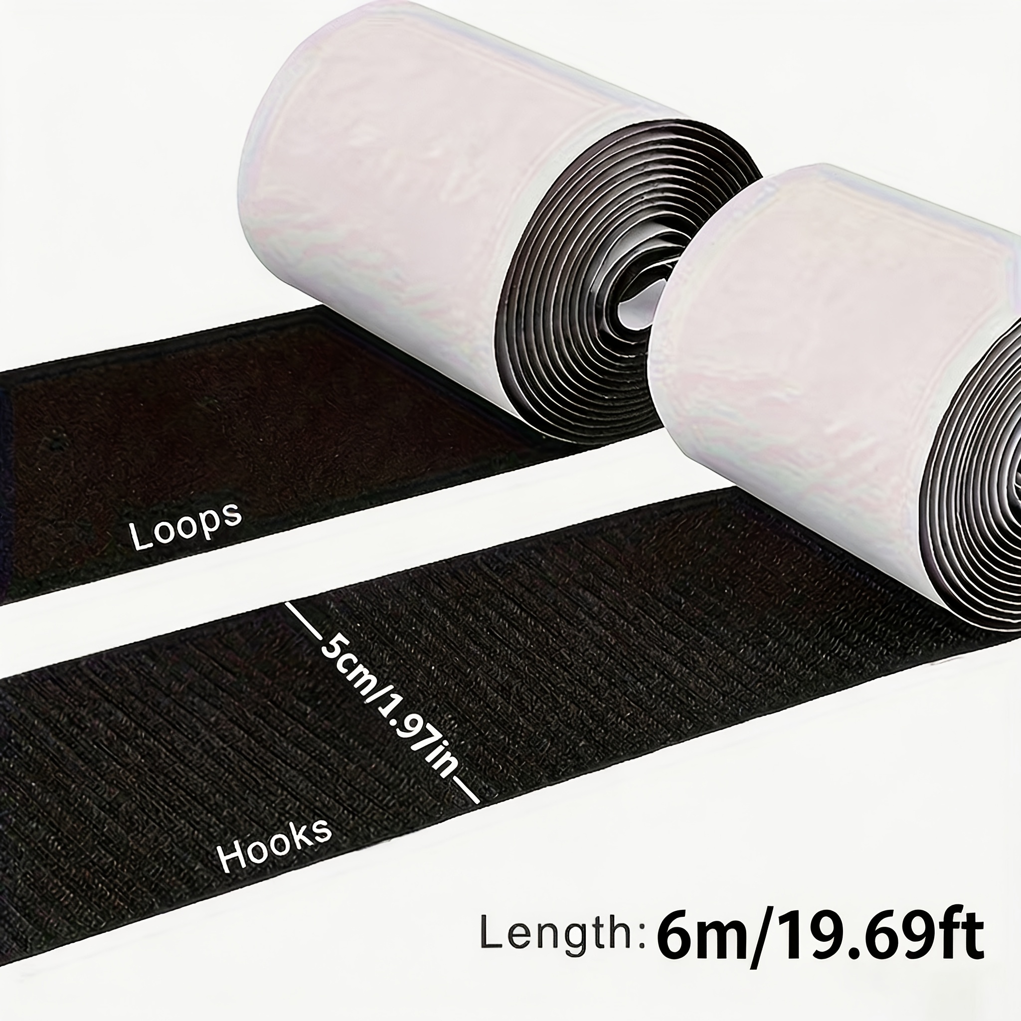 TEMU 1.97'' X 19.69ft Large Roll Hook And Loop Tape - Heavy Duty Suitable For Couch Gripper Strips, Rug Non-slip Backing, Pad Fastener For, Removable