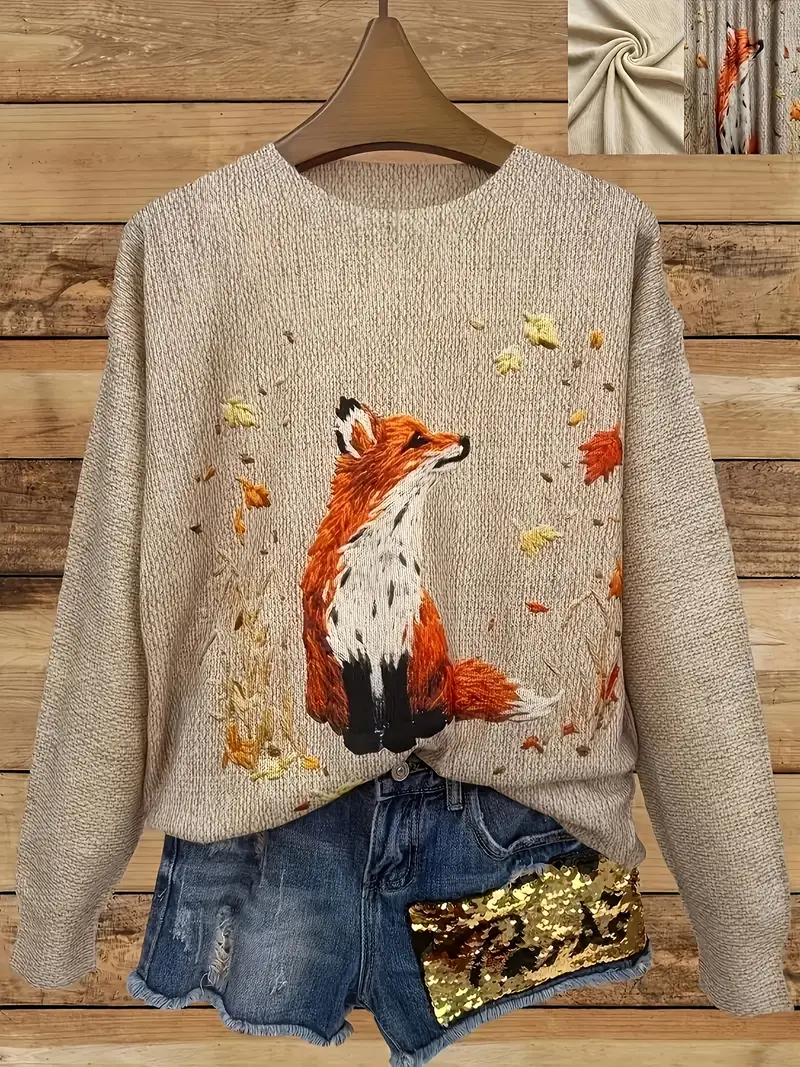 Elegant Round Neck Print Sweater Elegant Round Neck Print Sweater