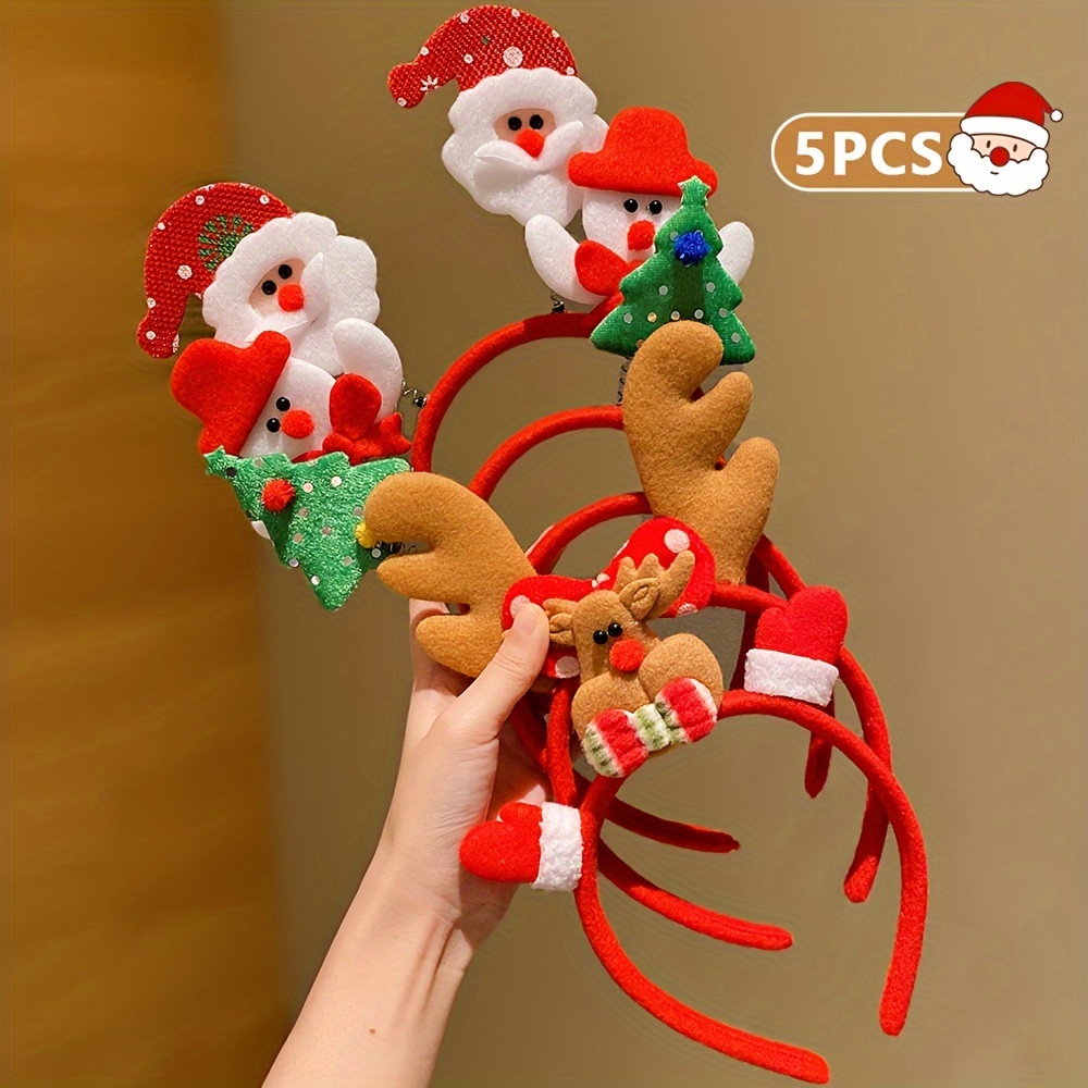 TEMU 5pcs Sweet Christmas Headband Set - Accessories, , All- Polyester & Knit