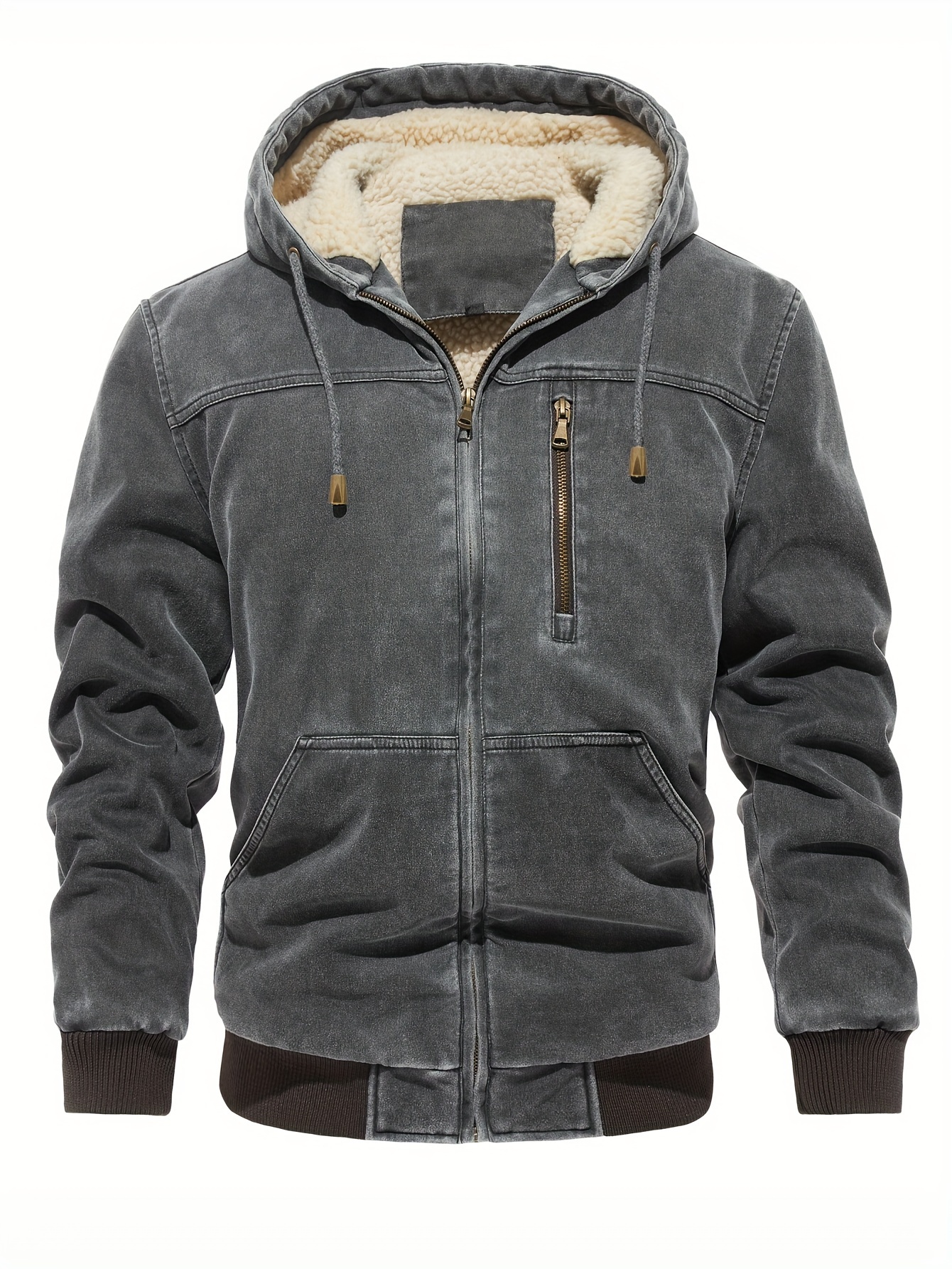 heren softshell jack met capuchon, herfst winter bovenkleding met zakken, trendy item 0