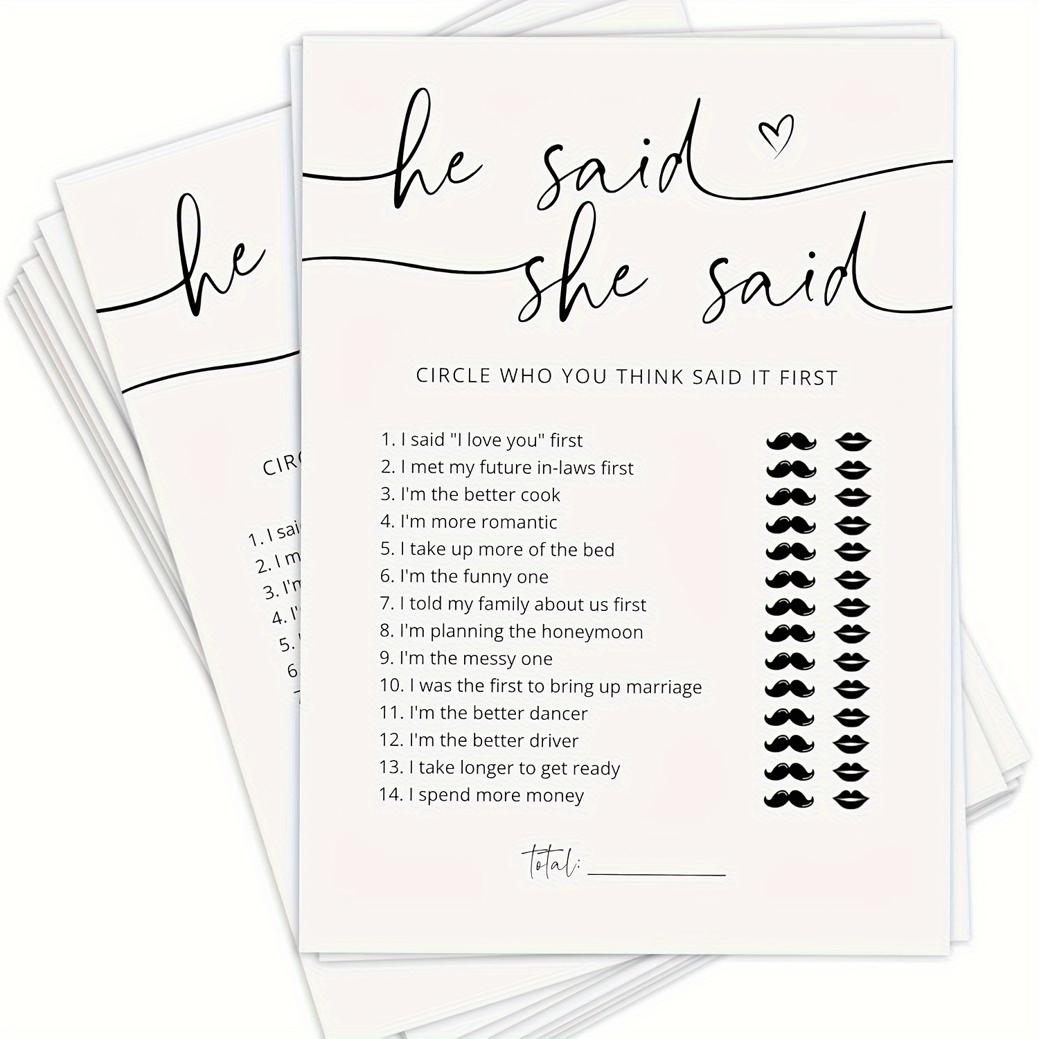 

50 He Bridal Shower Game Cards - 50 Guests At A Wedding Shower Or Bridal Party