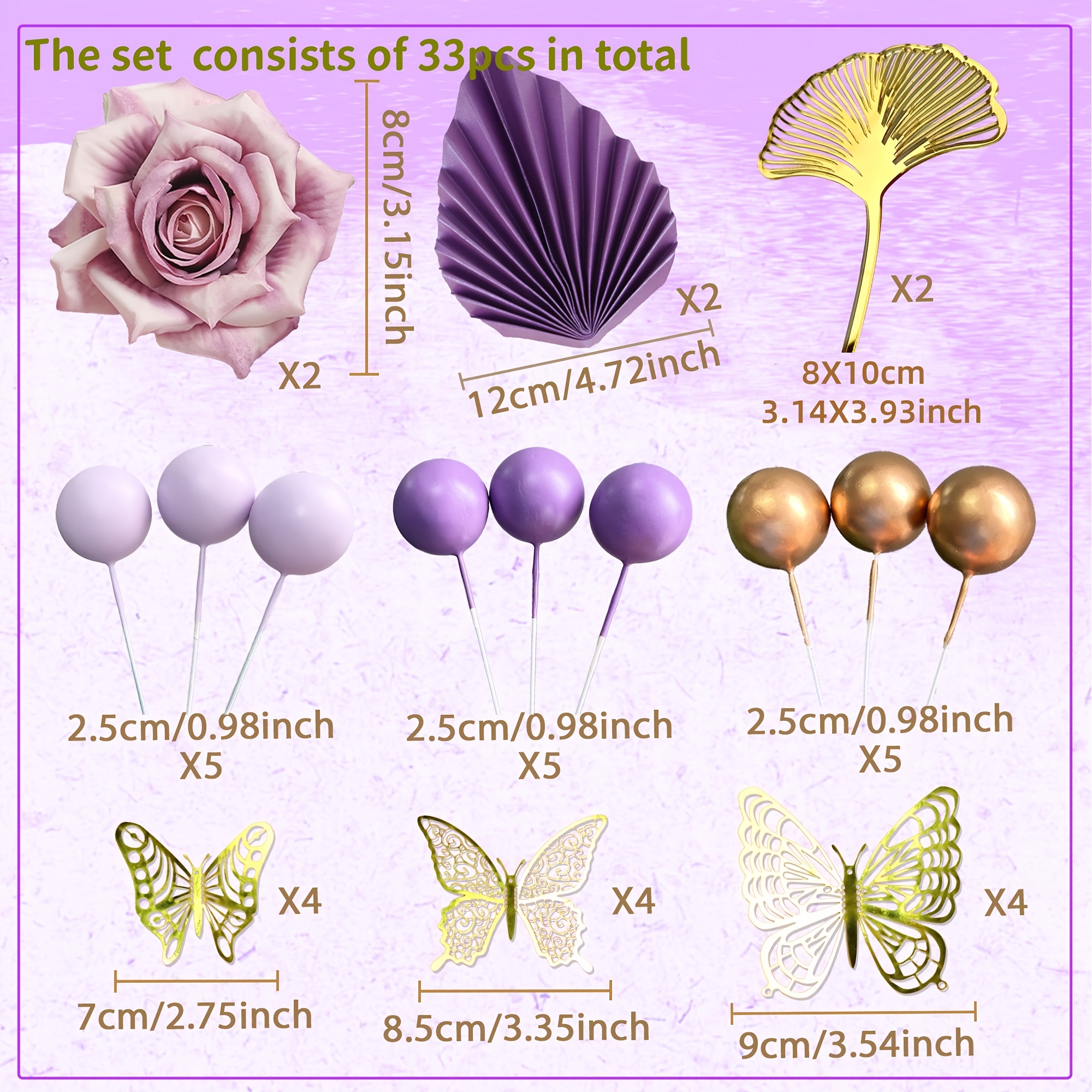 Image of Laventy 33pcs/29pcs Boho Cake Decoration Cake Decoration Palm Leaves Cake Topper Ball For Wedding Birthday Gender Reveal Anniversary, Halloween, Christmas