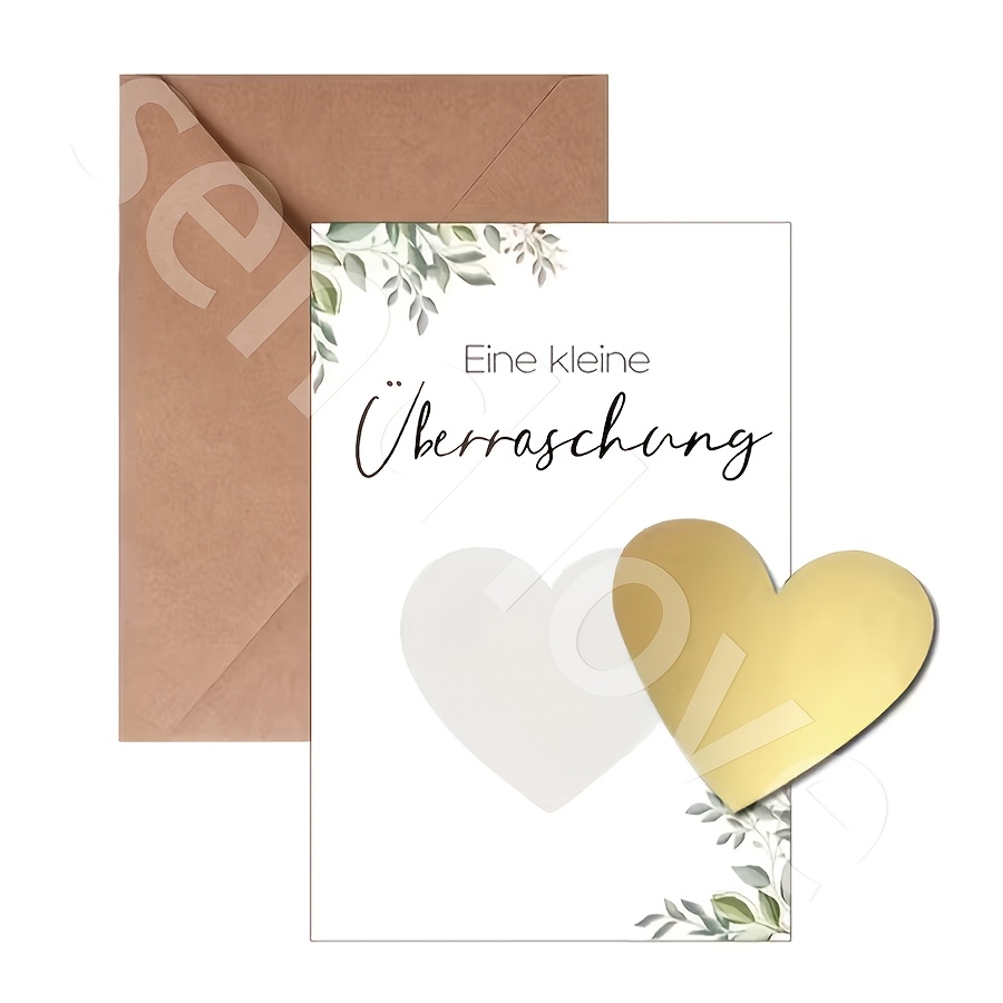 E-shop Geschenk für Sie/Ihn 3-teiliges Party-Gastgeschenk-Set: Deutsche Herz-Überraschungs-Rubbelkarten mit goldenem Rubbelpapier Umschlägen, zum