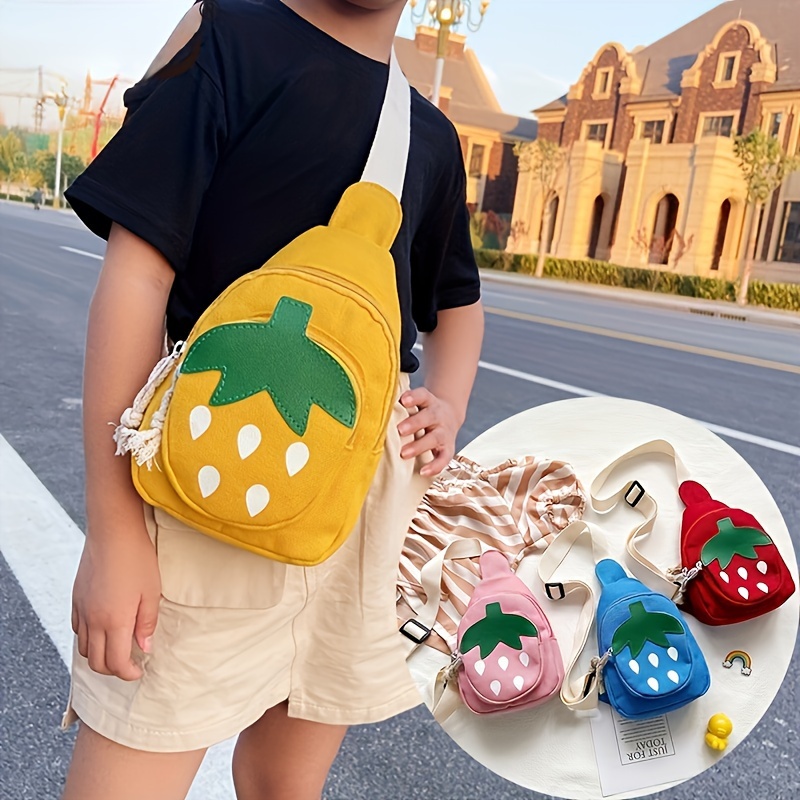 

1pc Cute Strawberry Patterned Crossbody Bag, Outdoor Activity Shoulder Bag, Zippered Bag For Men And Women