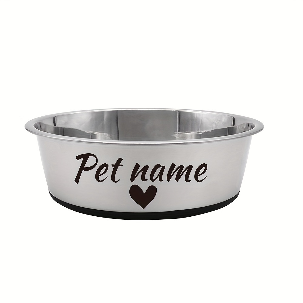 TEMU Personalized Stainless Bowl With Non-slip Bottom - Custom Feeding Dish For Food & Water, 4 Style Options, Durable & Easy To Clean For Small,