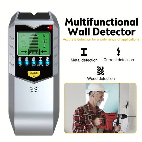 1pc detector wall scanner 5 in 1 detector with hd lcd display detector beam finder for center and edge of wood ac wires metal piles pipes