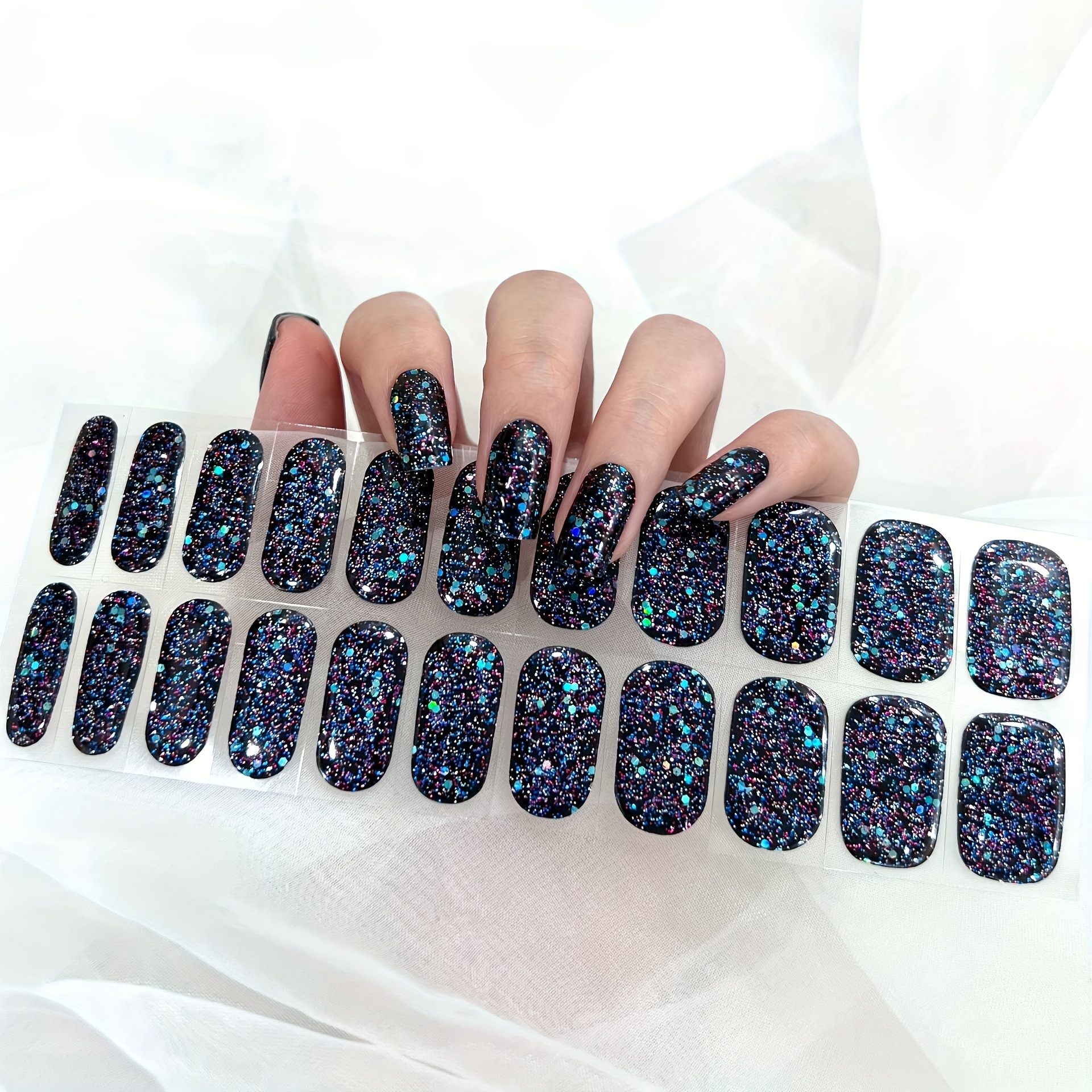 

Semi Cured Gel Nail Wraps, Glitter Semi-cured Gel Nail Strips-works With Any Nail Lamps, Salon-quality, Long Lasting, Easy To Apply & Remove