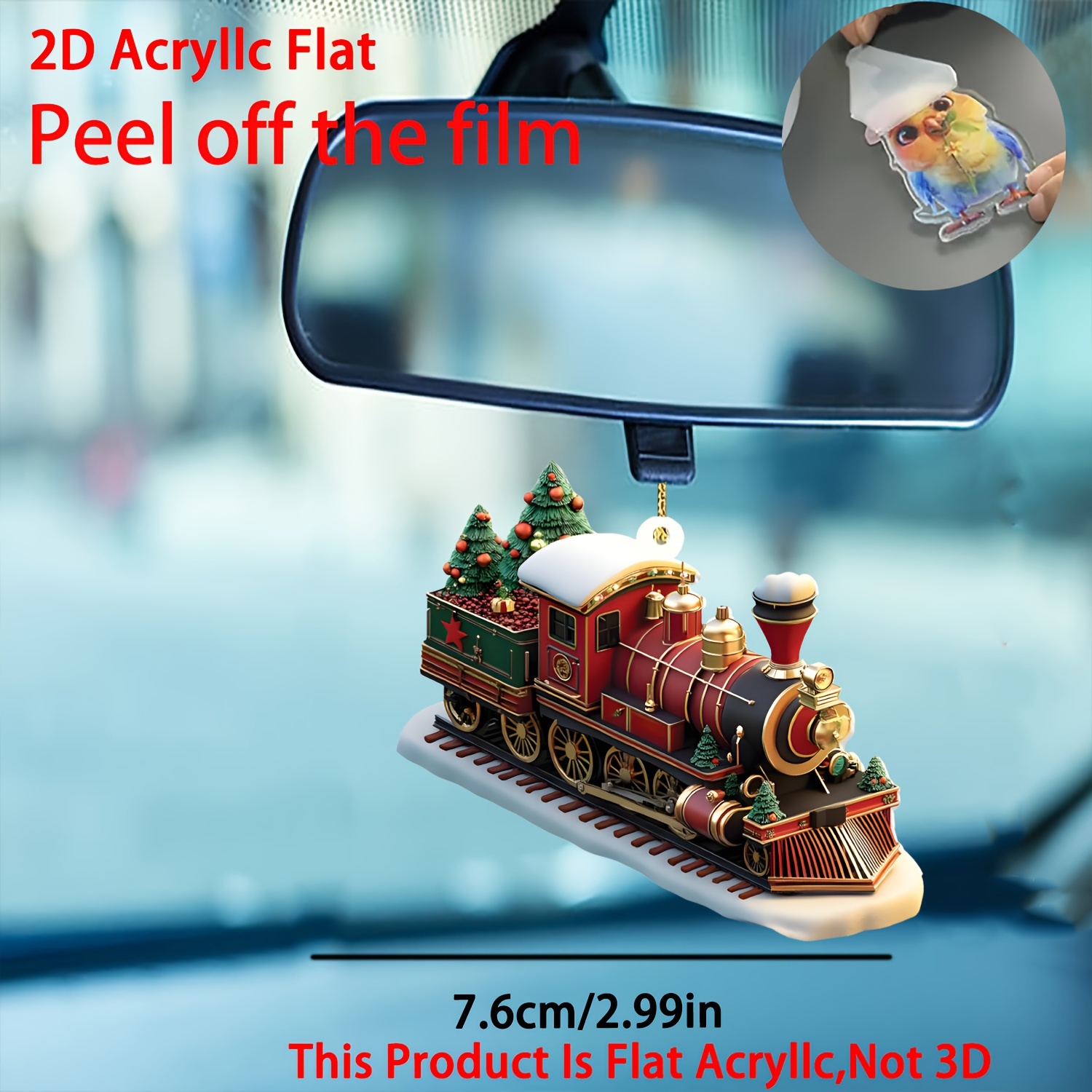 

1pc Unique Christmas Rearview - Red, Suitable For Car Rearview , And Ornaments