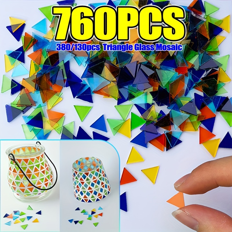 

130/380/760pcs Transparent Triangle Glass Mosaic Tiles - Ideal For Diy Crafts, Lamps &