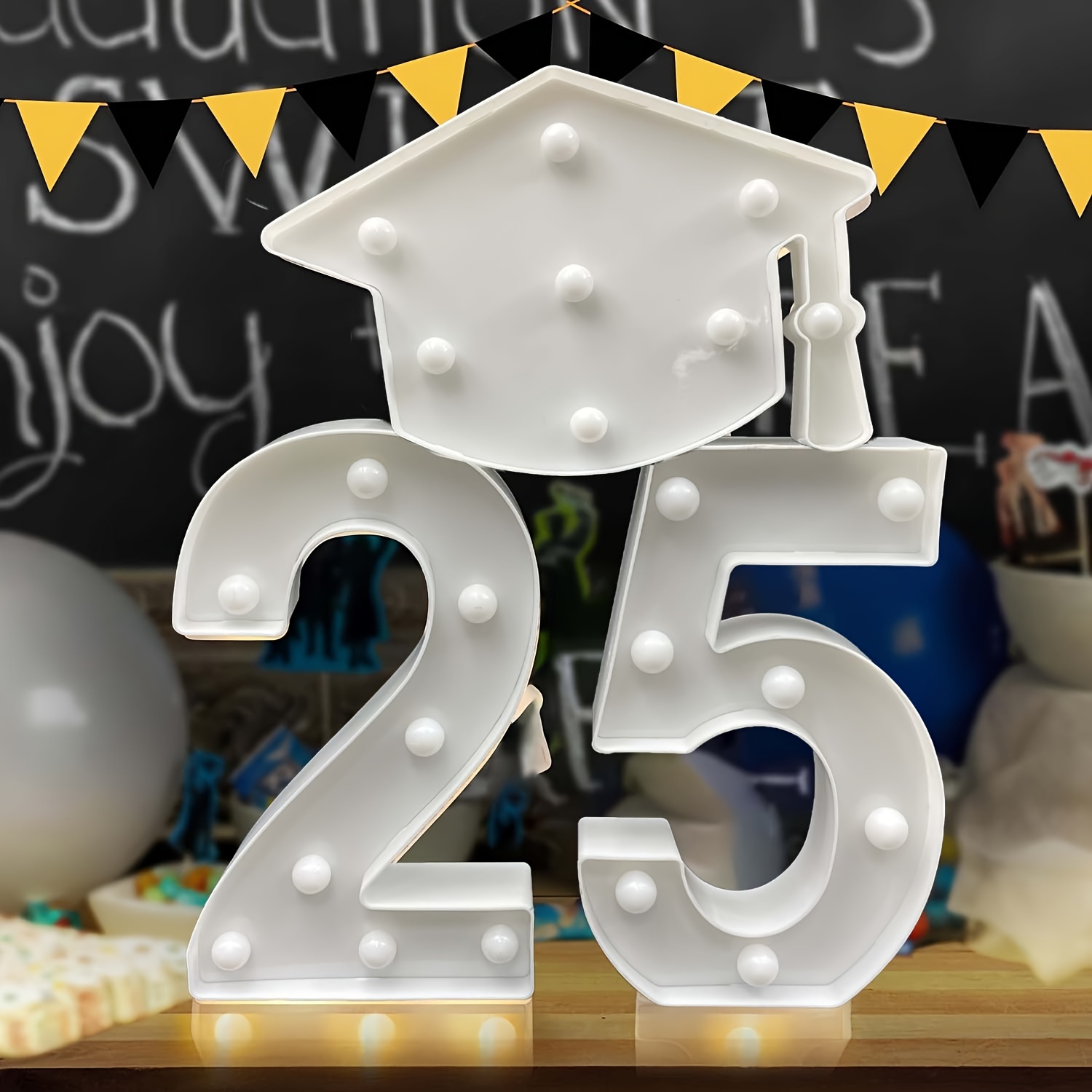 LANGXUN 3ft Black 2025 Numbers Kit, Large LED Marquee Light Up Letters For Graduation Party Decorations 2025, Class Of 2025 School Grad Party Supplies Indoor/Outdoor Home Door Décor