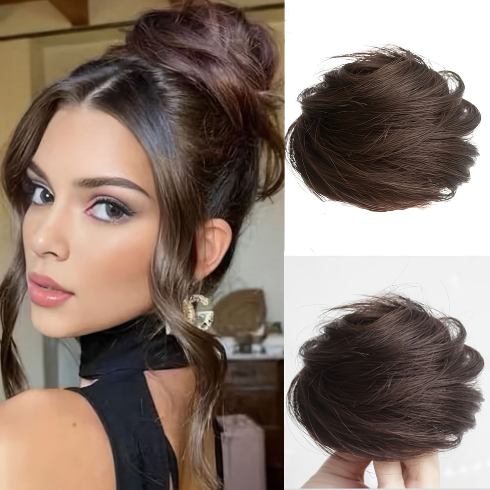 Image of Human Hair Bun Hair Bun, Human Straight Loop Hair Bun, Human Hair Extensions, Hair Bun Hair Pieces, Suitable For All Women' Use, ! 1pc