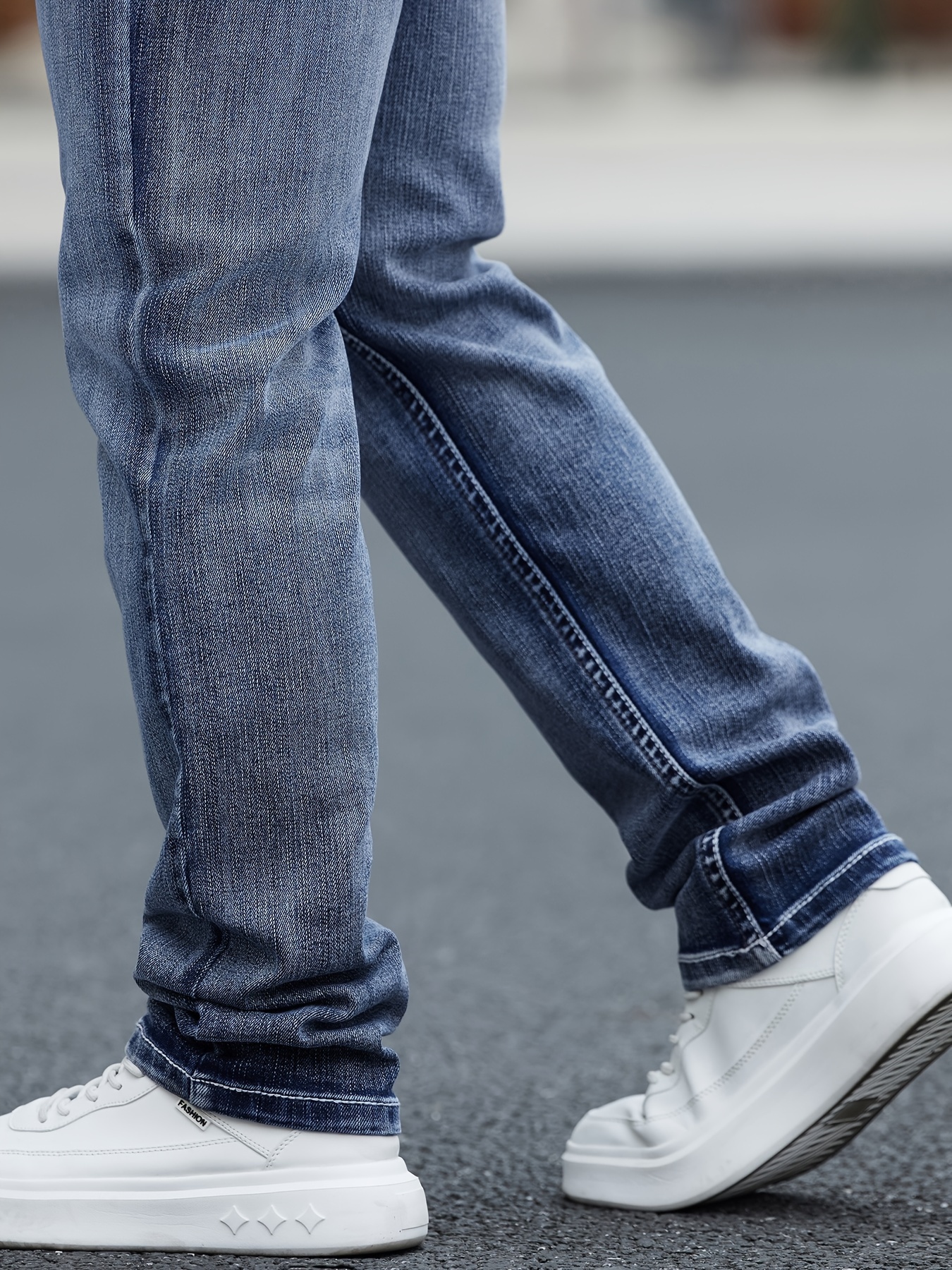 Pantalones de para hombre, corte vintage, bordado, largo regular  elástico desgastado para la