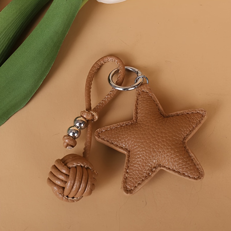 TEMU Llavero de tejida con forma de estrella a para bolso, colgante, regalo para mujeres, adornos colgantes