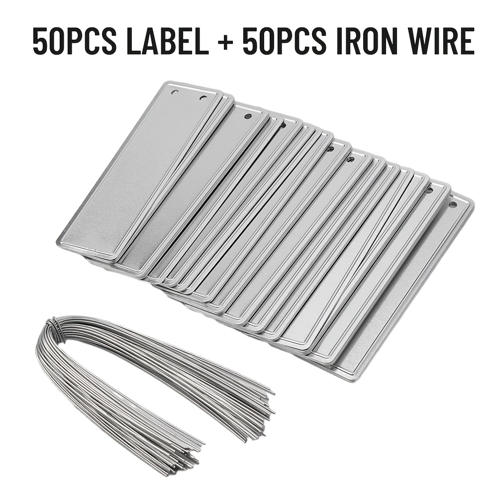 E-shop [50 Stück Wasserdichte Aluminium Gartenetiketten] URTUE 50 Stück Aluminiumetiketten-Set mit 50 Stück Eisendraht, Doppelseitiges Schreiben,