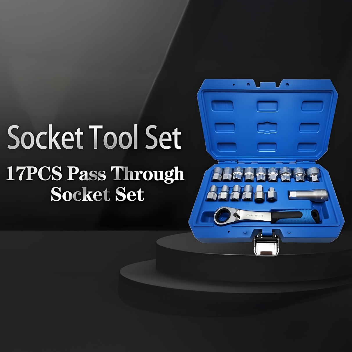 17pcs Pass-through Metric Ratchet Socket Set 3/8" 1/2" 10-24mm Chrome Vanadium Steel Efficiency And Dependability