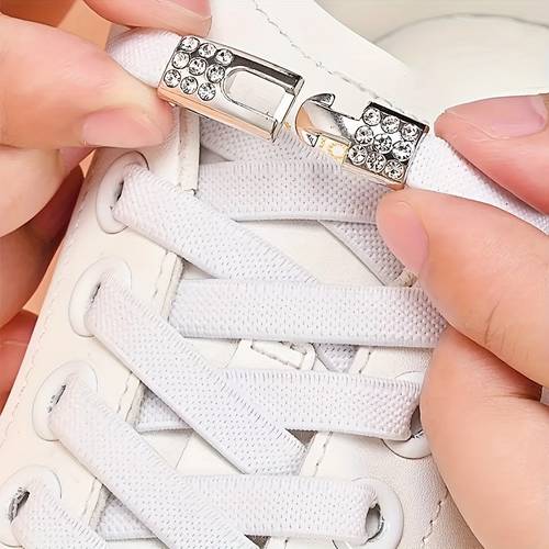 1 paar/4er-set schnürsenkel mit strass-schnallen, modische elastische faulenzerschleifen, exquisite für sneaker, leinenschuhe & skate-schuhe