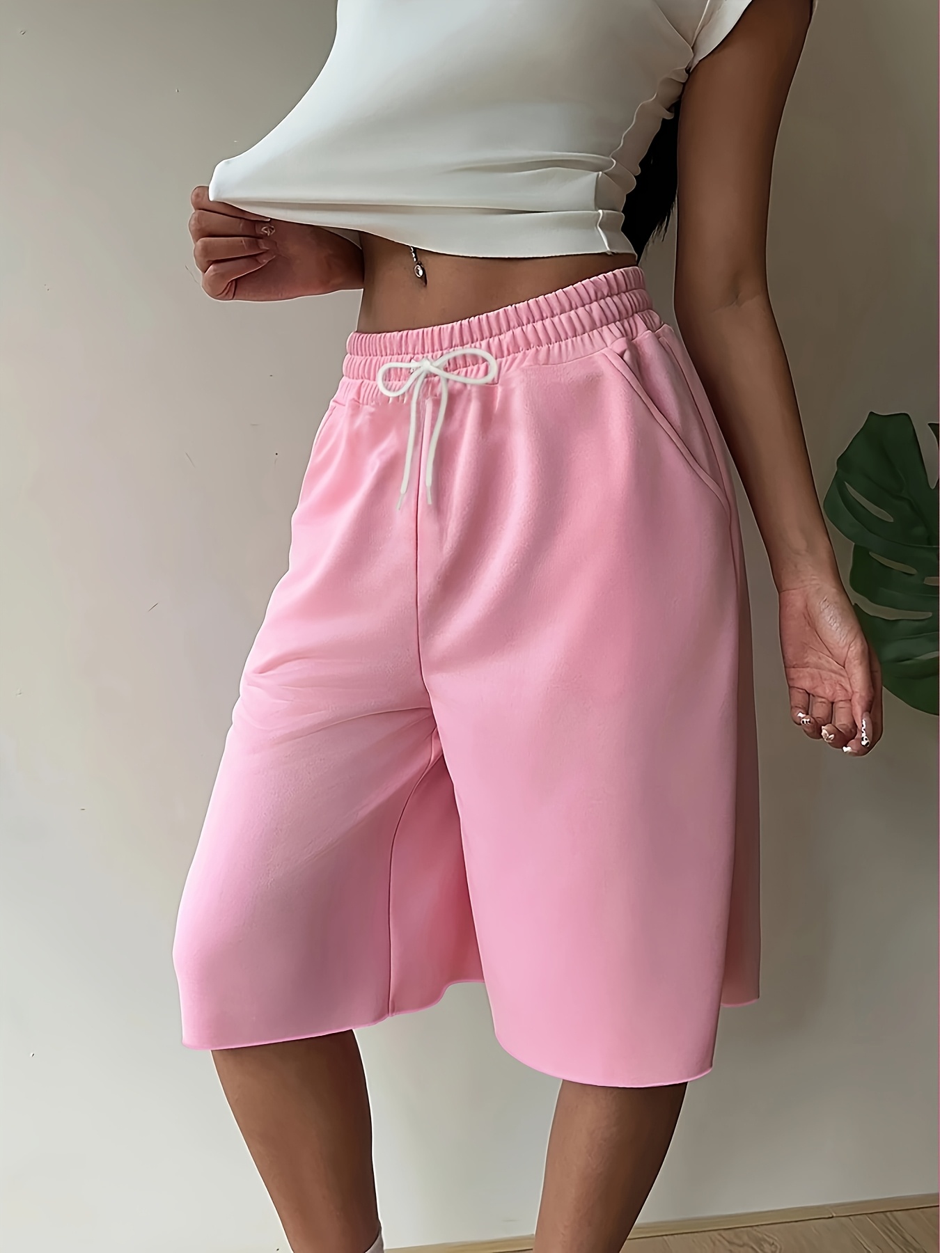 Women's Casual Summer Shorts Light Pink, Drawstring Waist, Medium Stretch  Fabric, Comfortable Shorts|*|Medium Stretch Fabric