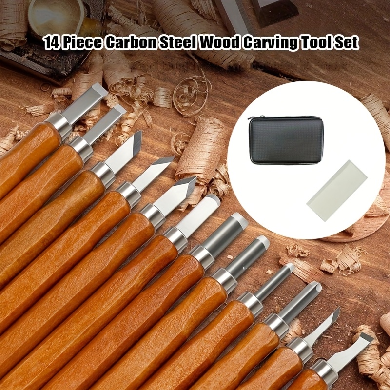 

14pcs Wood Carving Tools Sk2 Carbon Steel 1pcs + 1pcs Storage Case For Beginners Diy Woodworking Sculpting Whittling With Safety Cap