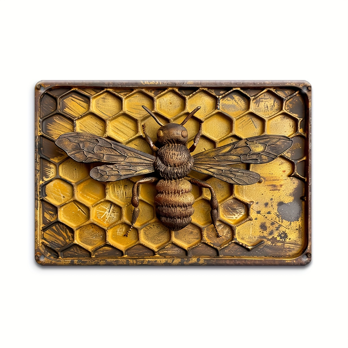 

Vintage Bee Hive Metal Sign (12"x8") - Rustic Aluminum Wall Decor For Garages, , Cafes, Bars, For Man Caves, Farmhouses & Outdoor Spaces - Funny Wall Decor