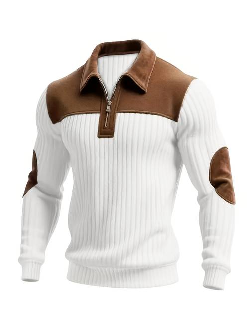 autumn winter mens long sleeve jacquard knit shirt christmas gift thick contrast striped casual stand collar zipper pullover shirt henley top