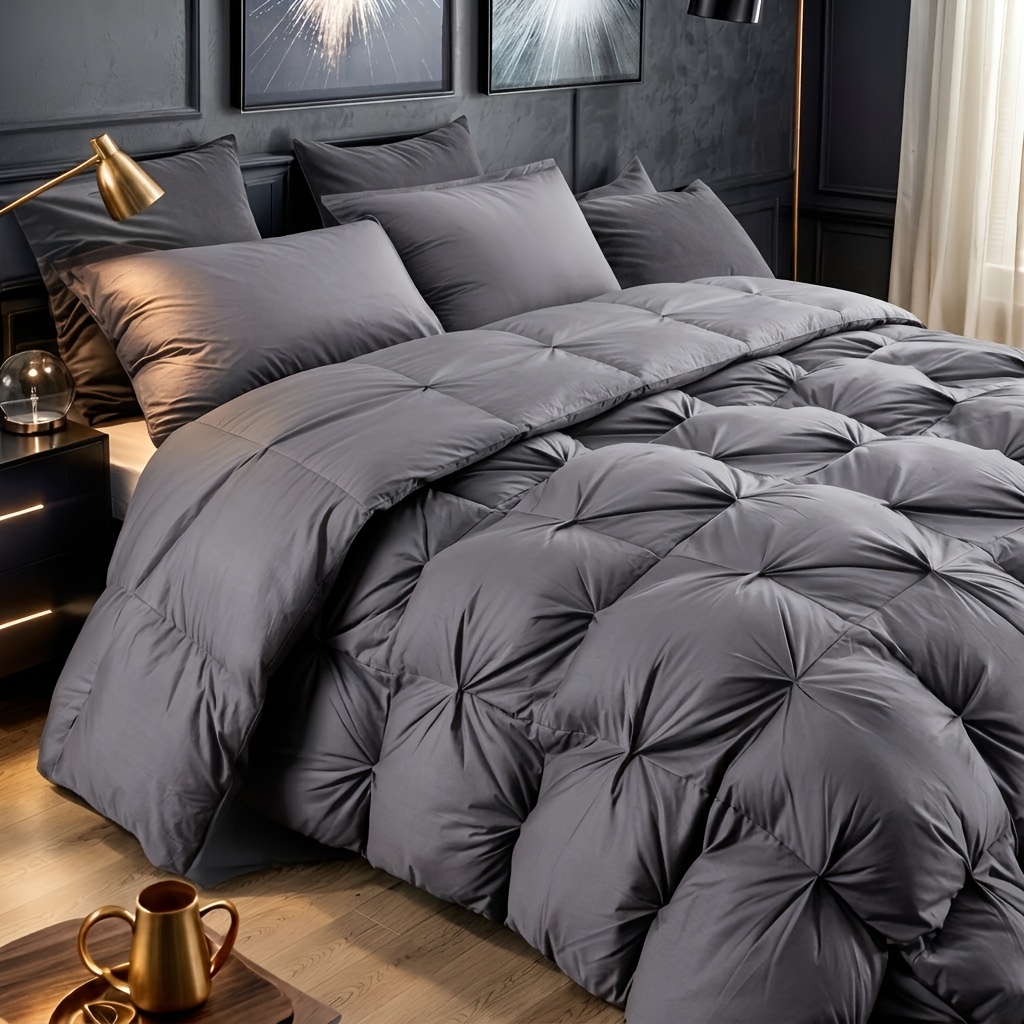 TEMU Halloween & Christmas Gift! Luxurious Pinch Goose Down Comforter, Fluffy Duvet, High Premium Down , Ultra Soft 100%, Breathable Warm , Fall