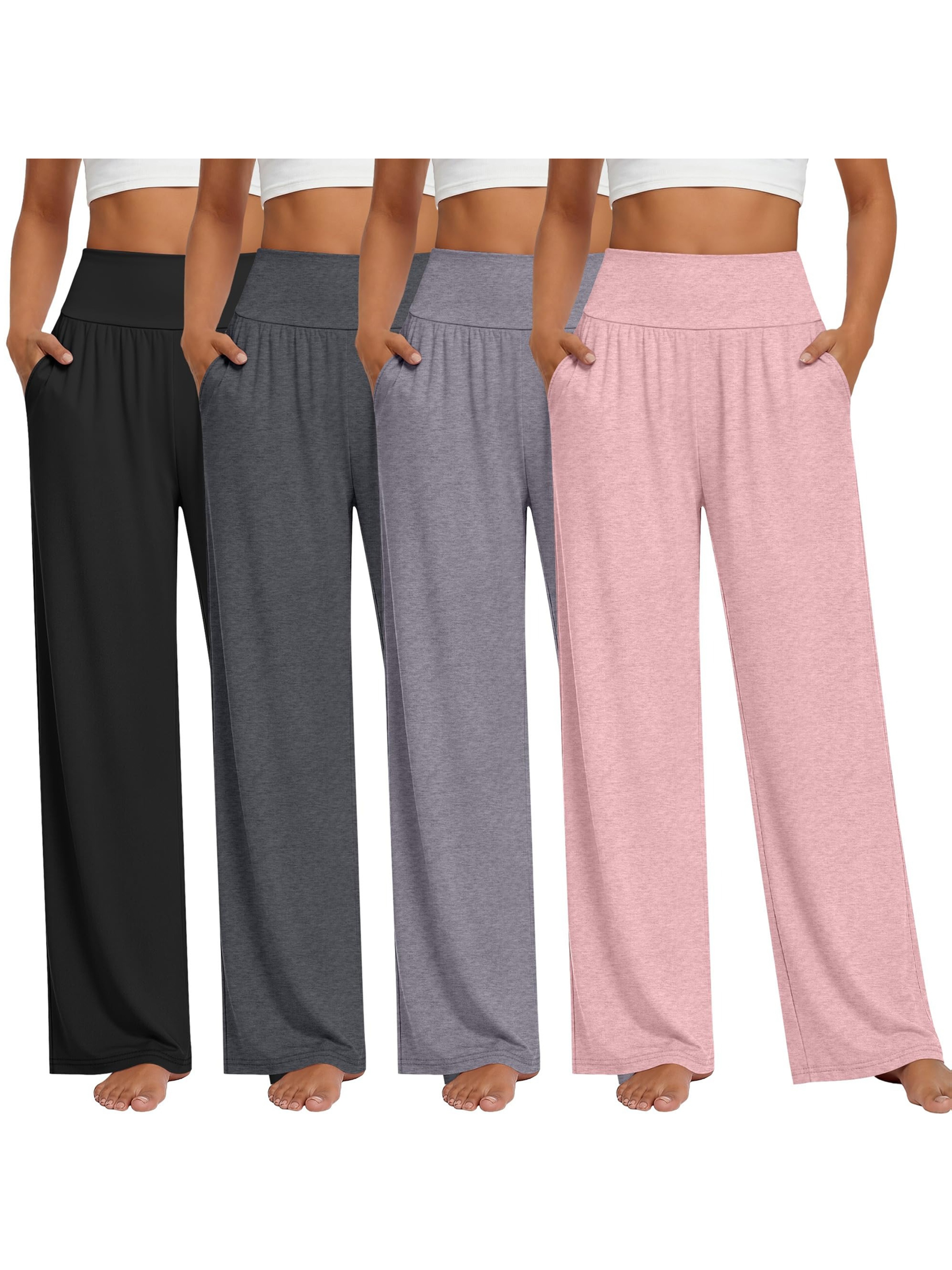 4pcs independent pack womens high waist wide leg casual pants multi functional for riding soft and breathable home sleepwear with pockets loose straight pants multi  