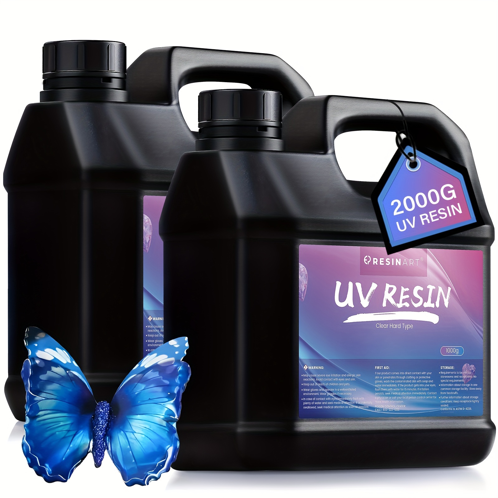 

2000g Resin Uv Resin - Upgraded Clear, Low Odor, Sunlight Activated Epoxy For Jewelry Making, Diy Crafts & Decorations, With Ergonomic And Easy-pour Spout