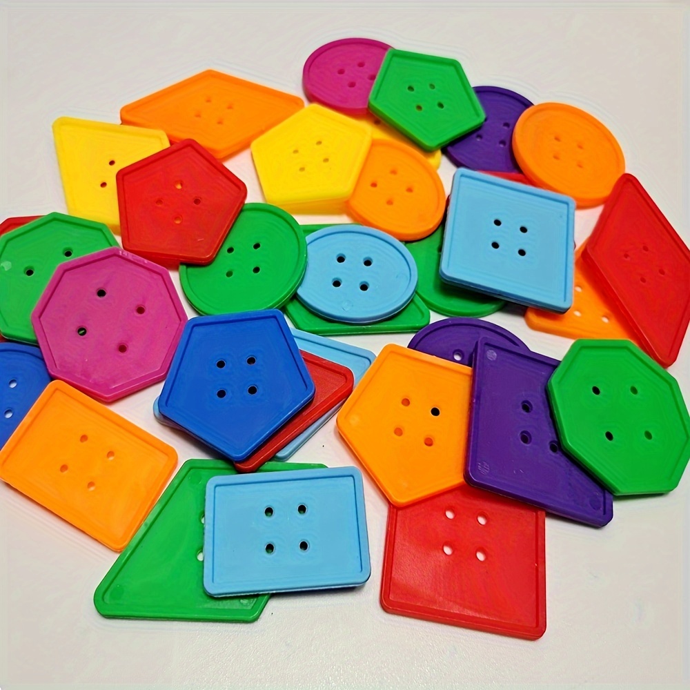 

10pcs Assorted Colors Large Plastic Geometric Buttons For Diy Sewing And Knitting Crafts