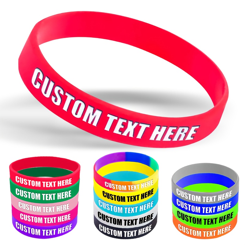 55pcs Custom Silicone Wristbands with Letter Patterns