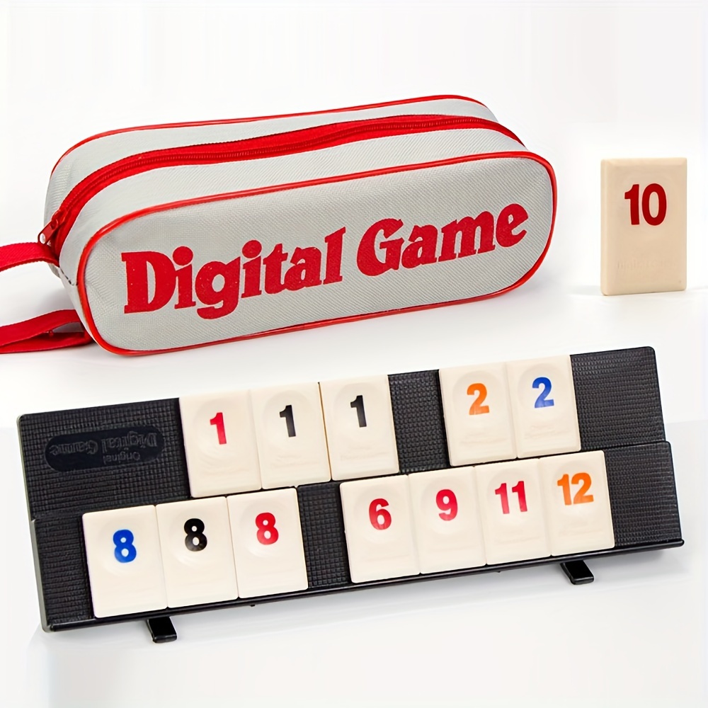 

Jeu de Mahjong Numérique - Édition Standard, Groupe d'âge 14+, 104 Tuiles numérotées avec 2 et 4 supports de cartes - Jeu de société intellectuel de fête