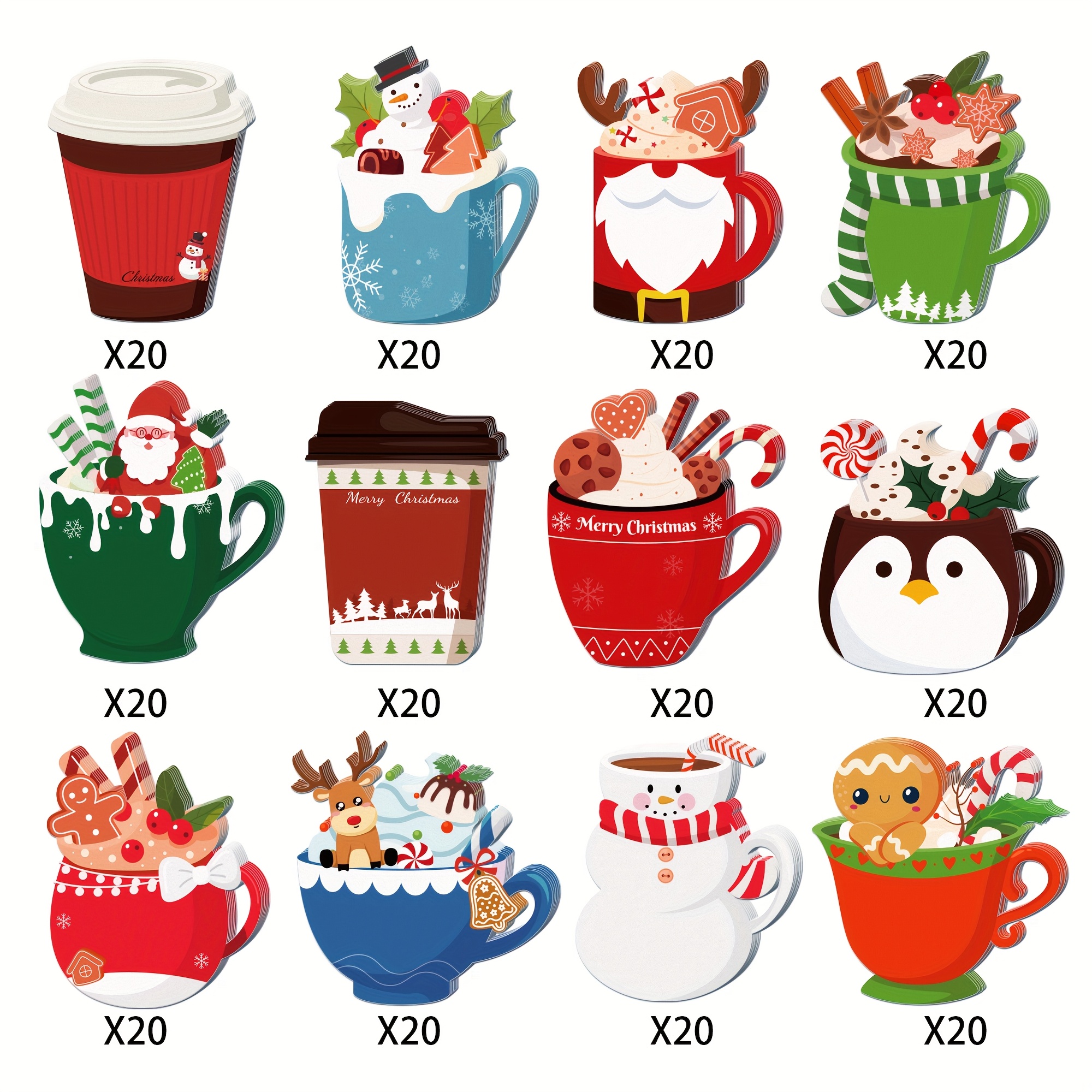 240pcs Christmas Party Shaped Sticky Notes Notepads Self Adhesive Message Memo Notes For Christmas Office Party Supplies