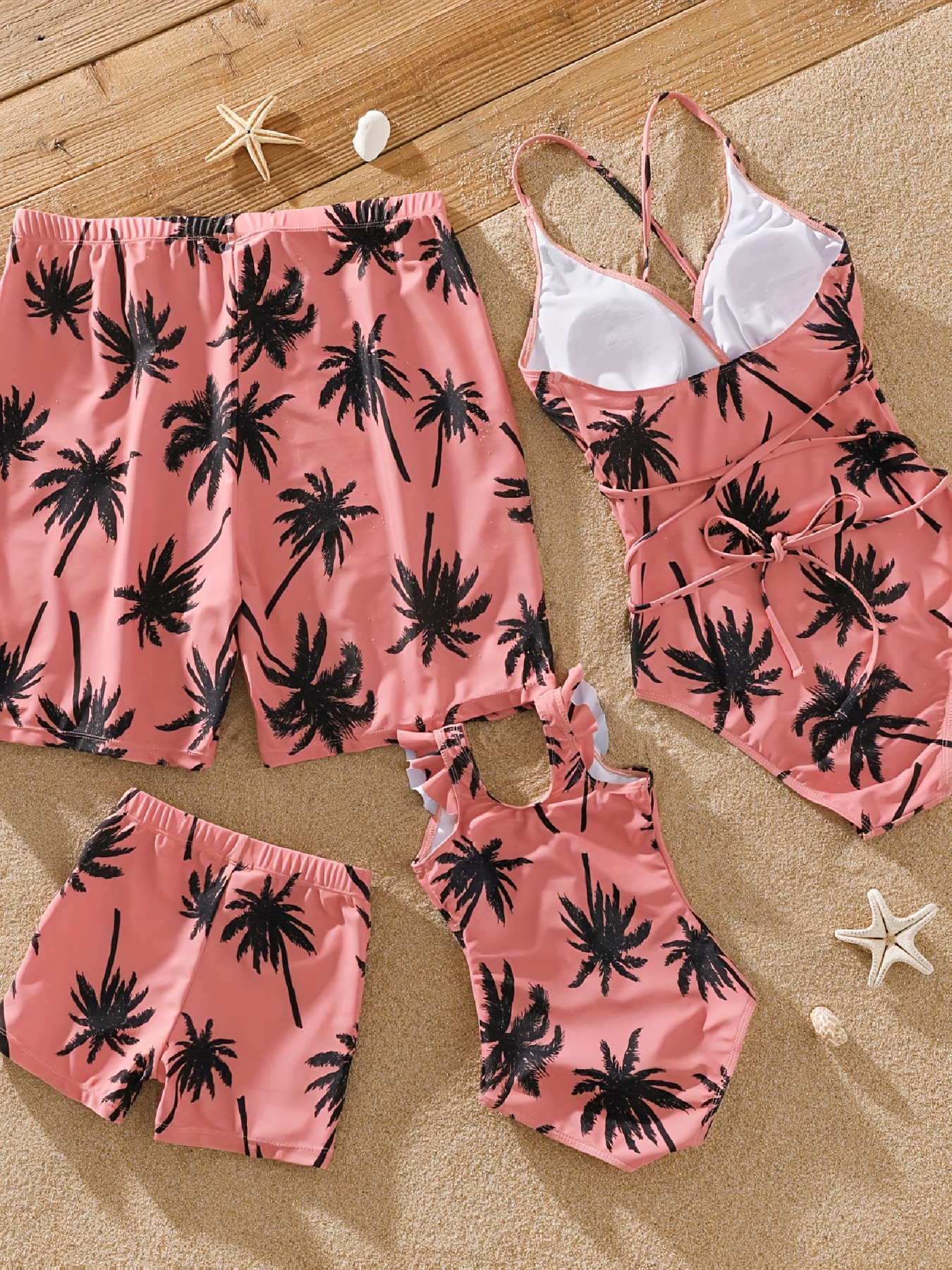 Family Matching Coconut Tree Print Swim Trunks Temu United Kingdom