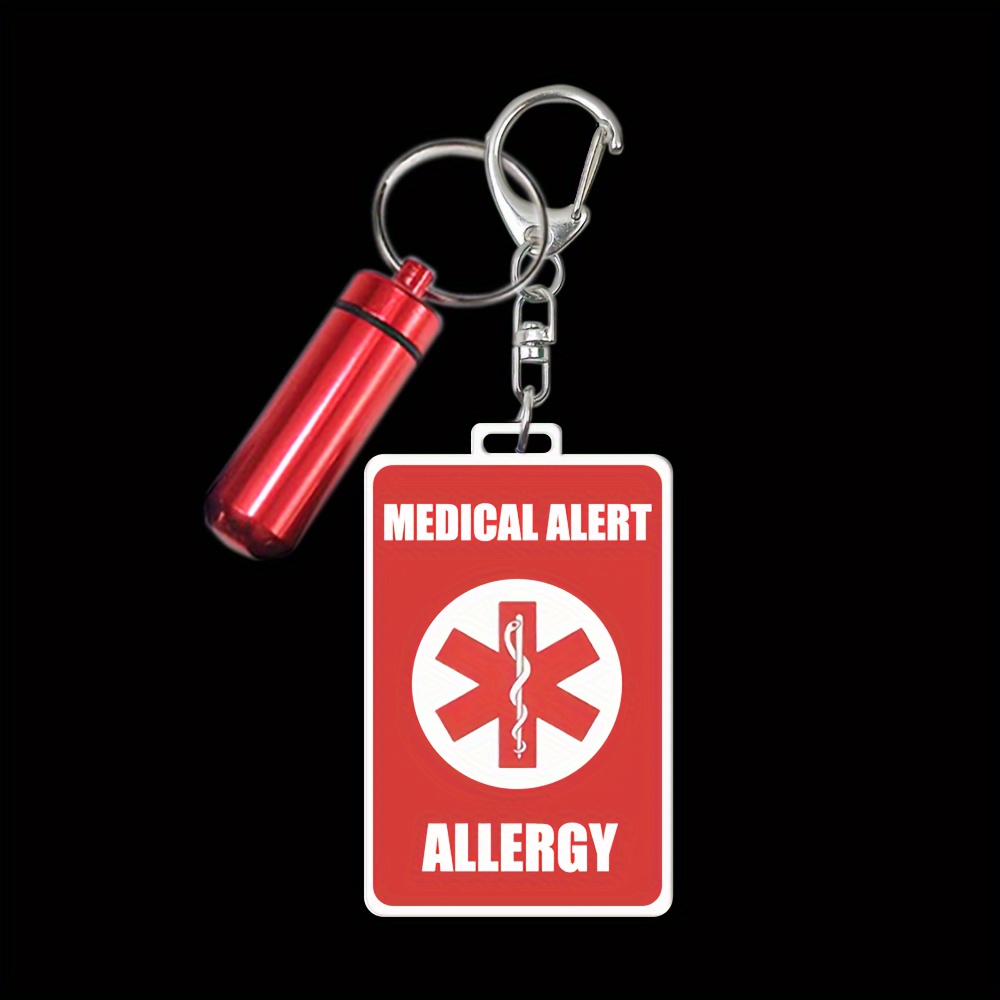 TEMU 1 pz, Portachiavi di ALERT di emergenza, Design a con chiusura a moschettone, Realizzato in materiale acrilico, una bottiglia sigillata per