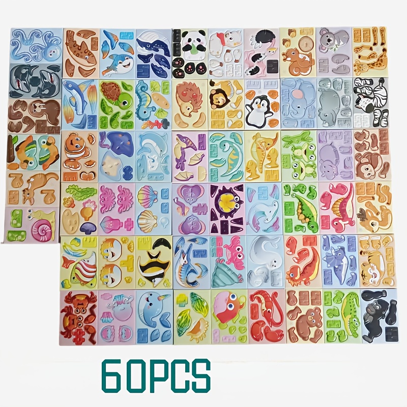 Image of 60pcs Non-repeating Animals And Ocean 3d Puzzle, Paper Puzzle Handmade Toy, Decor, Suitable For Family, Party, Holiday Gathering, Birthday Gift