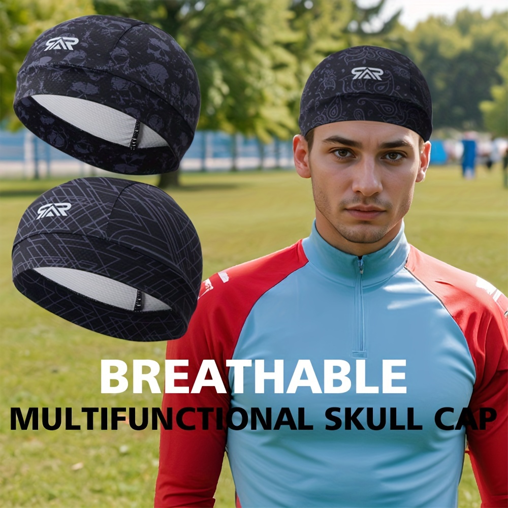 

2pcs Men's Cooling Cap, Breathable Helmet Liner, Quick-drying Head Wrap, Suitable For Outdoor Work And Cycling