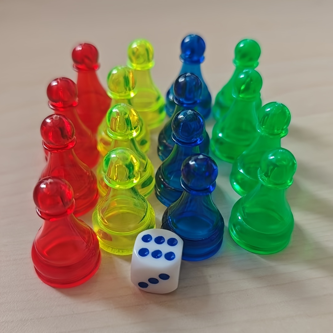 17pcs Set, Crystal Colored Flying Chess Additions with Dice