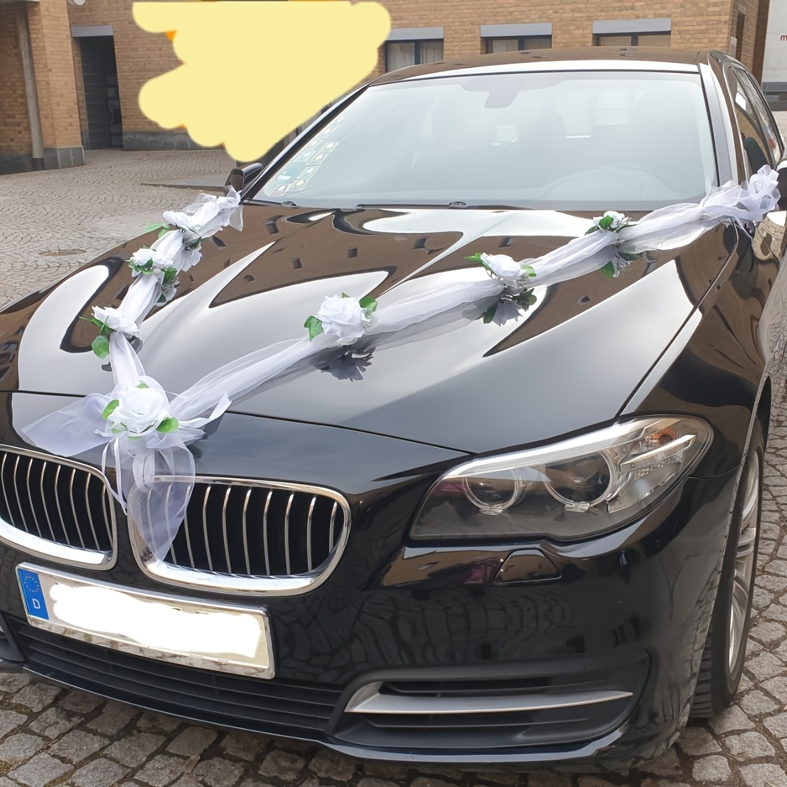 Wedding Car Decorations Kit - Floral Garland, Luxury Bridal Car Decor, Elegant Artificial Flower Bouquet, Wedding Ribbon Bows, Bride Car Accessories For Party Events