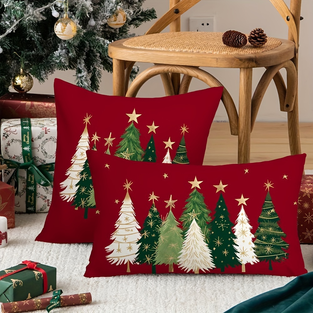 

2pcs Set Of Christmas Lumbar , 30*50cm (11.8' * 19.7')/ 45*45cm (17.7' * 17.7') Christmas , Decor, Seasonal Decoration (excluding )