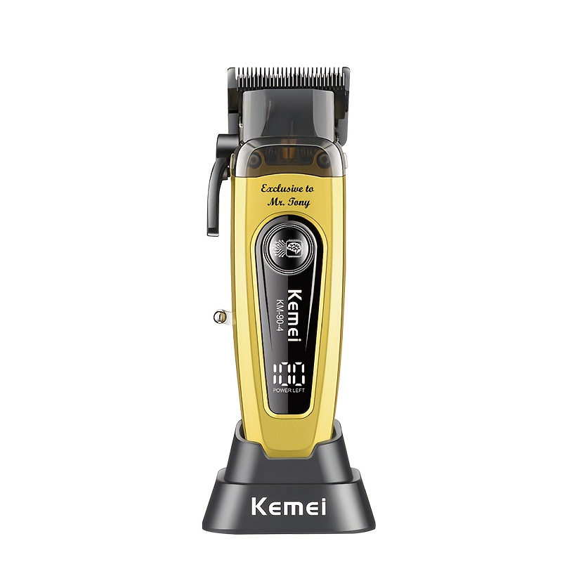 TEMU Kemei Professional Cordless Hair Clipper With Digital Display & Usb Rechargeable Lithium Battery - 11500 Rpm Brushless Motor, , Cordless Corded