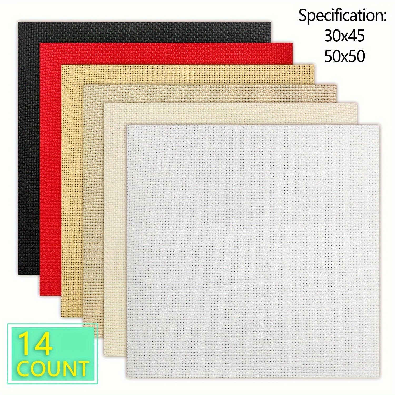 

Premium 14ct Cotton Cross Stitch Fabric, Pre-cut Embroidery Cloth For Diy Needlework, Available In Multiple Colors - Khaki, Light Brown, White, Cream, Red, Black