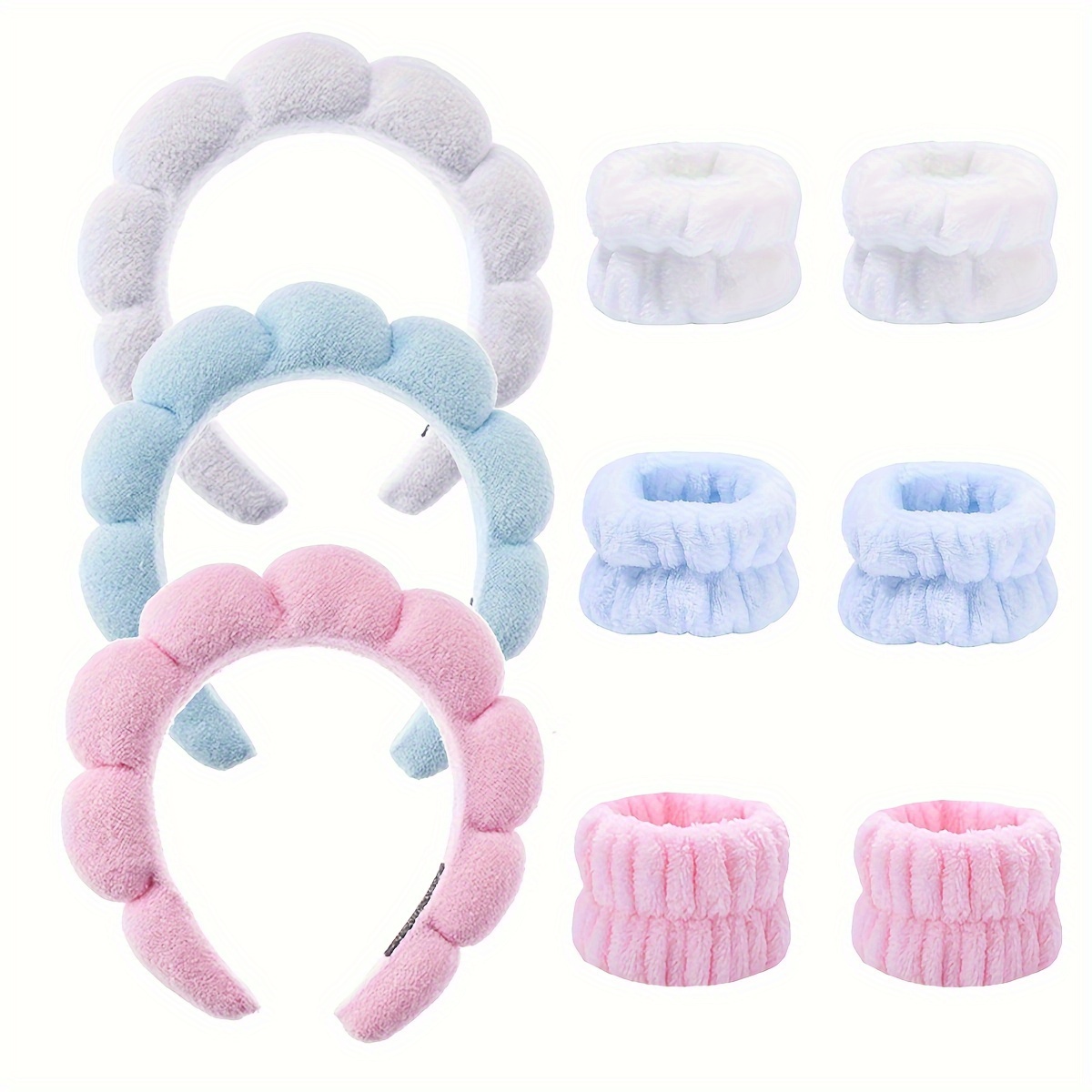 

luxury" 3-piece Set: Soft Twist Headbands & Elastic Wristbands For Women - Perfect For Spa, Makeup, And Skincare