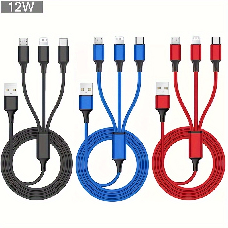 

3 In 1 Usb Charging Cable For /type-c/micro Usb Charger Cable For 14 13 12 Pro Max Xs Max Charger Cable For Samsung, Redmi, Oneplus, Xiaomi Usb C Mobile Phones