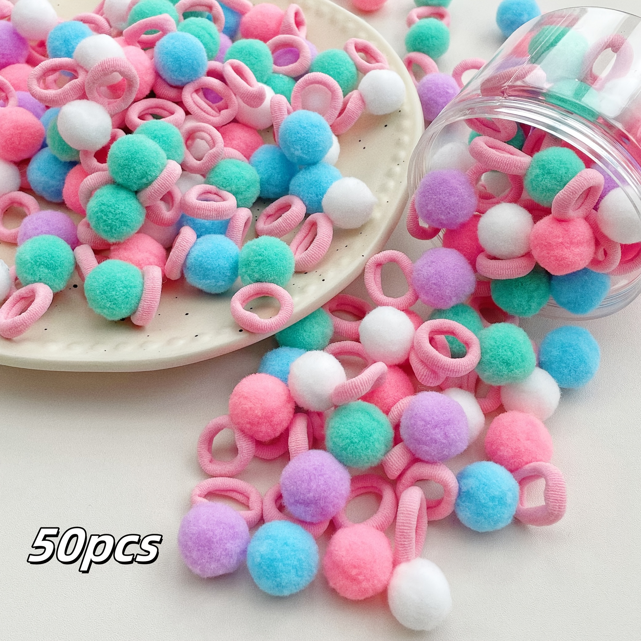 Image of 50pcs Pink Elastic Headband Set, Suitable For Parties And Casual Wear, Exquisite Birthday Gift, Daily Headbands, With Durable Headbands, Hair Accessories
