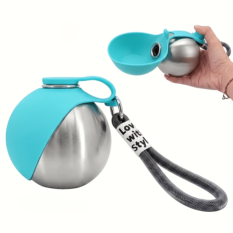 TEMU Pet 304 Stainless Steel Pet Drinking Bottle, Capacity 9.64 Oz, Leak-proof Travel Cup, Suitable For Dogs And Cats, Suitable For , With A Foldable