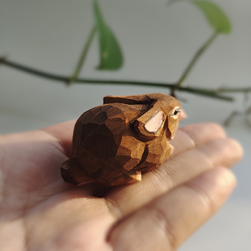 Collectible Figurines ，handcrafted Wooden Rabbit Figurine - Painted Artwork For Home Decor, Perfect For Bedroom, Living Room & More - Ideal Gift For Christmas, Valentine's Day, Birthdays