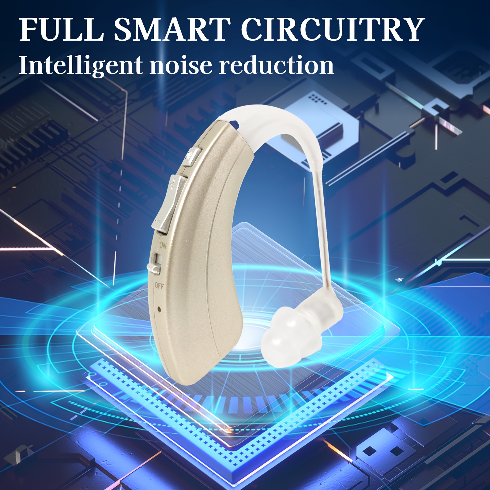Delmicure Hearing Amplifier, Rechargeable Sound Amplifier, Hearing Device for Men & Women, Home Use Sound Device for Ear, Adult Gift Choice, Ideal for Ear, Sound Amplifer Device with 4-Mode, Sound Amplifier on Deals, 2 Pcs, Golden Device, Binaural Use