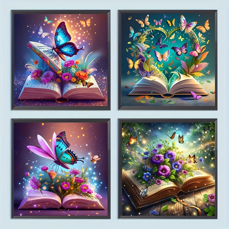 

4pcs Butterfly Diamond Painting Kit For Adults - 5d Diy Full Drill Round Gem Art, Beginner Friendly, Frameless Wall Decor Craft Set